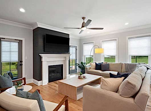 Nantucket™ Sheer Shades in the Family Room